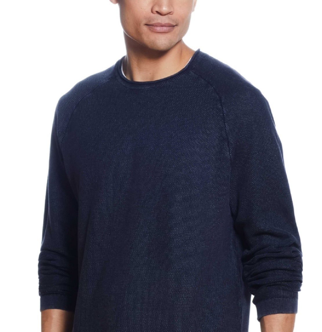 Weatherproof Vintage Men's Stonewash Textured Sweater Blue Size Medium