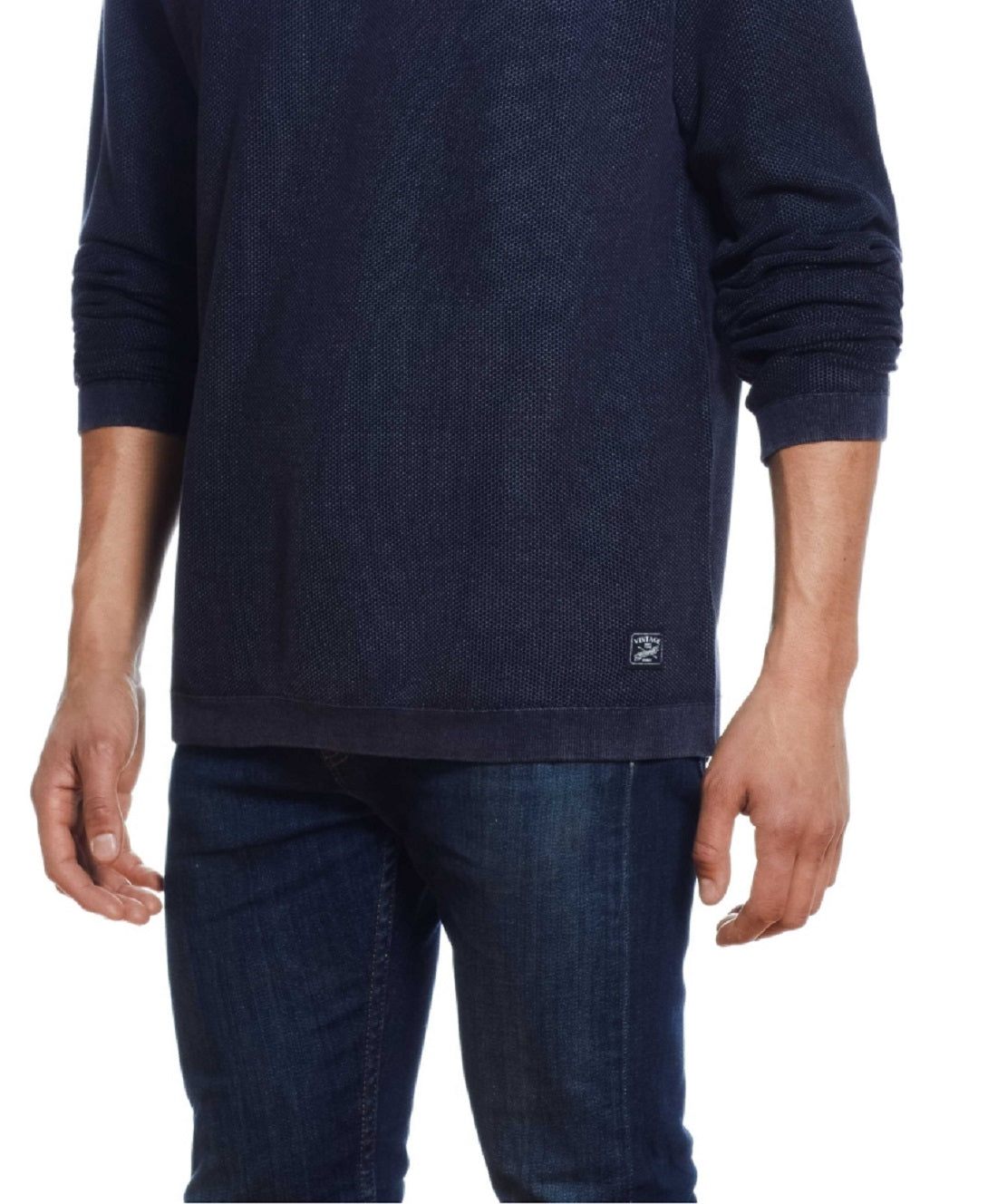 Weatherproof Vintage Men's Stonewash Textured Sweater Blue Size Medium