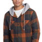 Weatherproof Vintage Men's Hooded Flannel Shirt Jacket Brown Size Large