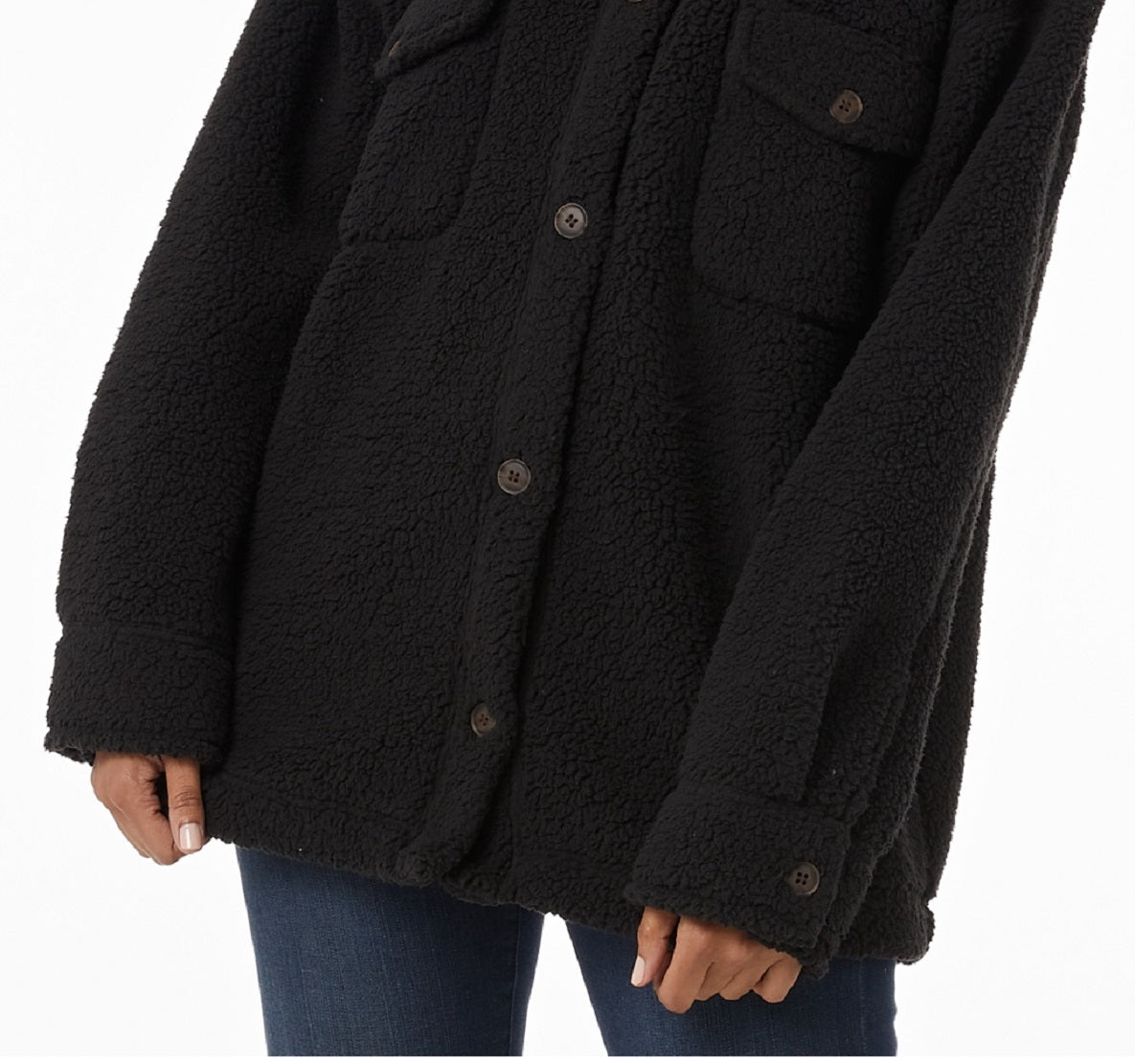 32 Degrees Women's Sherpa Shirt Jacket Black Size X-Large