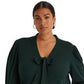 Ralph Lauren Women's Cotton Blend Puff Sleeve Sweater Green Size 2X