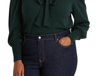 Ralph Lauren Women's Cotton Blend Puff Sleeve Sweater Green Size 2X