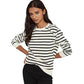 Ralph Lauren Women's Button Trim Striped Sweatshirt Black Size X-Large