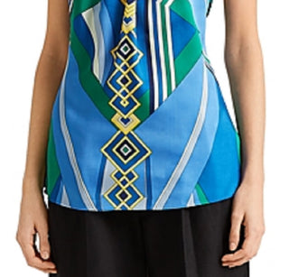 Ralph Lauren Women's Print Sleeveless Halter Top Blue Size 10