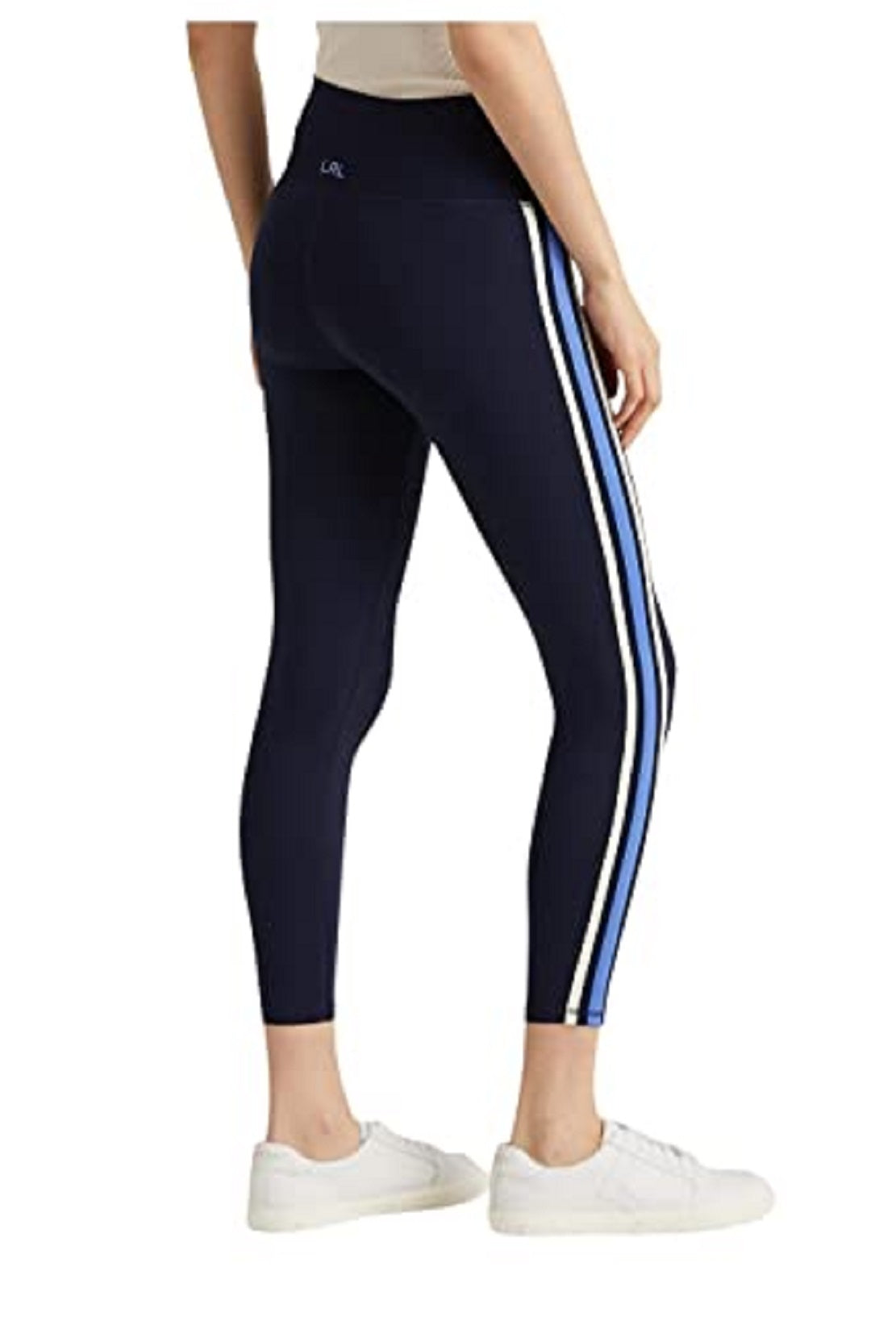 Ralph Lauren Women's Striped Stretch Jersey Cropped Leggings Blue Size X-Small