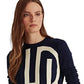 Ralph Lauren Women's Logo Cotton Blend Sweater Blue Size X-Large