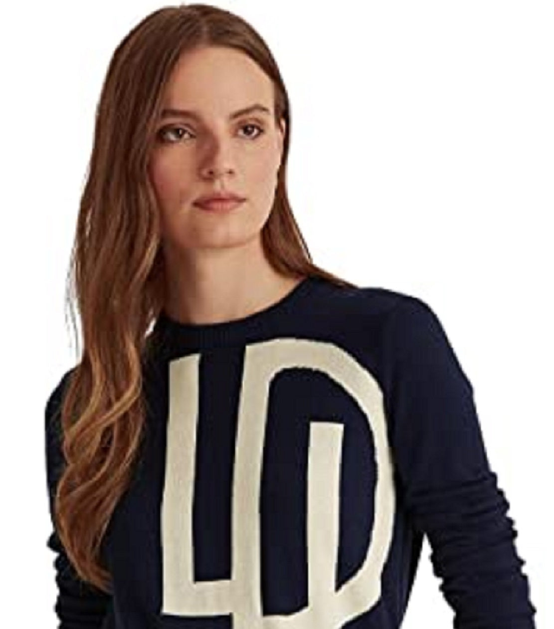 Ralph Lauren Women's Logo Cotton Blend Sweater Blue Size X-Large