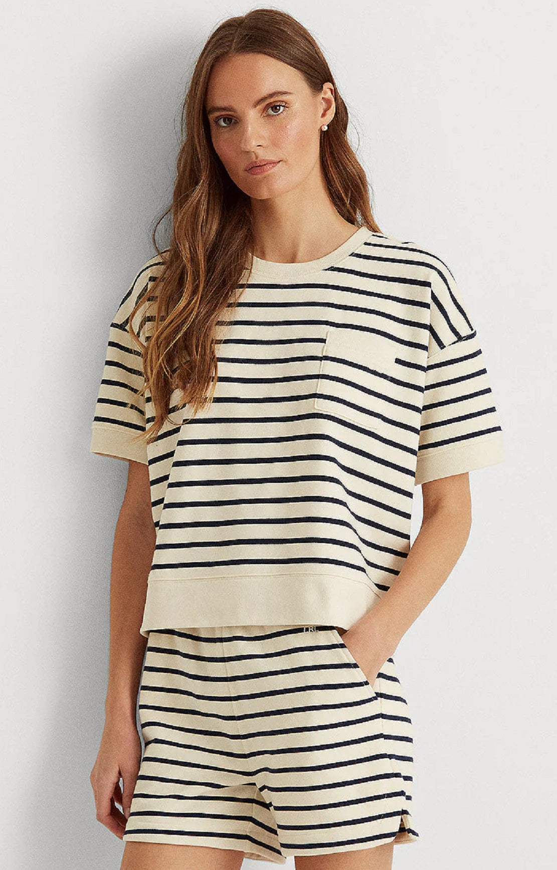 Ralph Lauren Women's Striped Short Sleeve Pullover Blue Size Medium