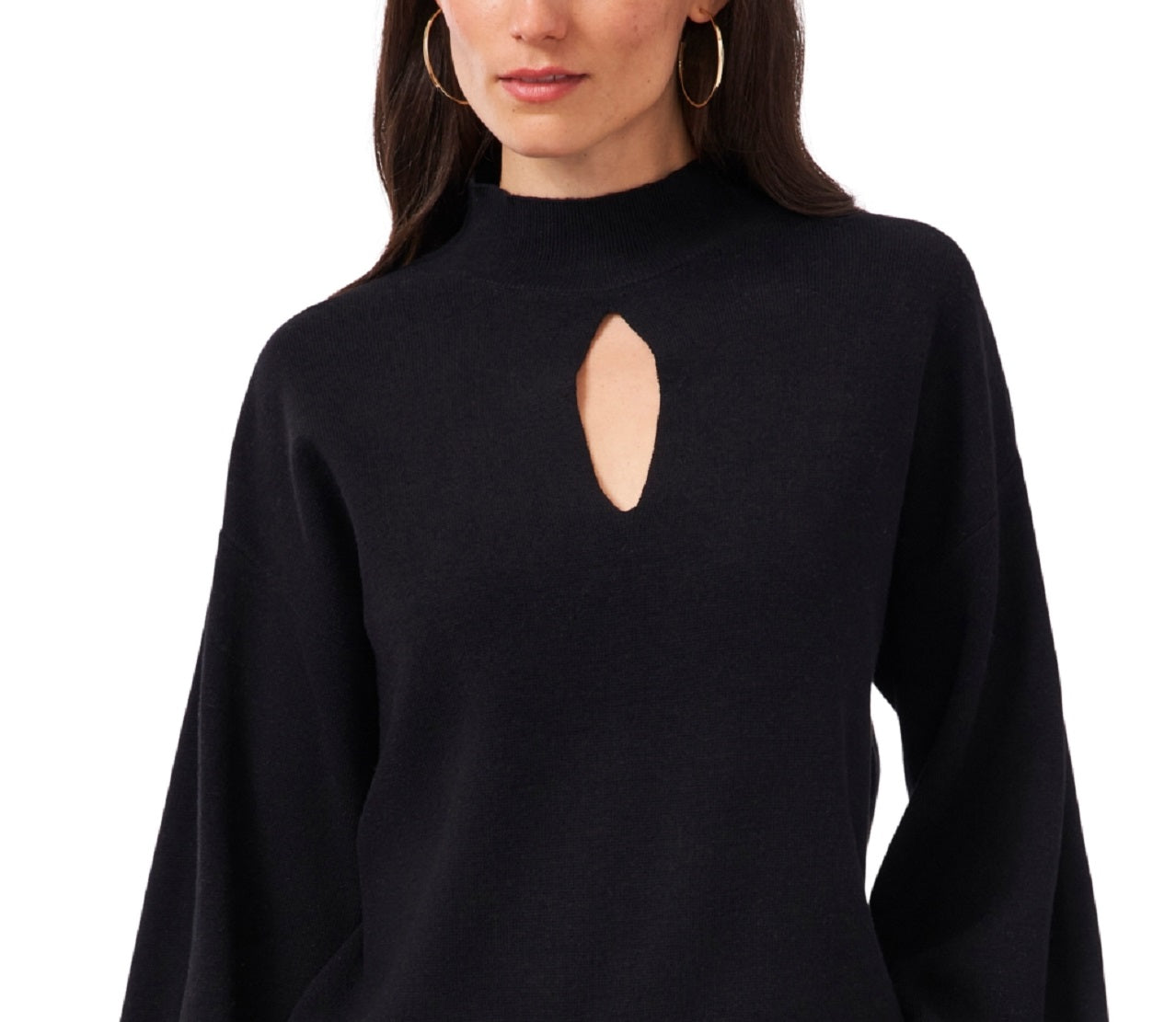 Vince Camuto Women's Bishop Sleeve Cotton Blend Sweater Black Size Medium
