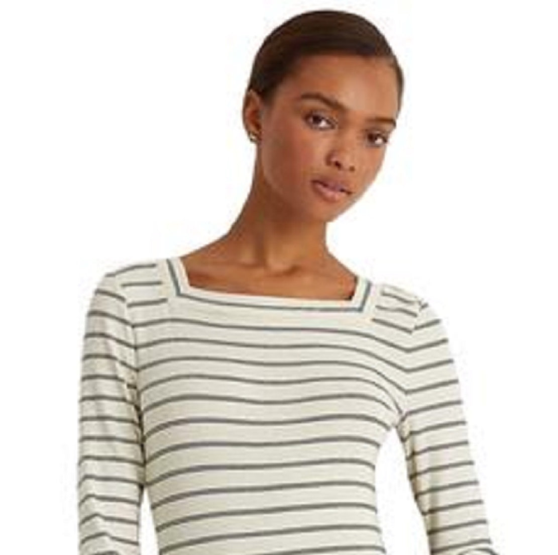 Ralph Lauren Women's Striped Stretch Cotton Top Black Size X-Large
