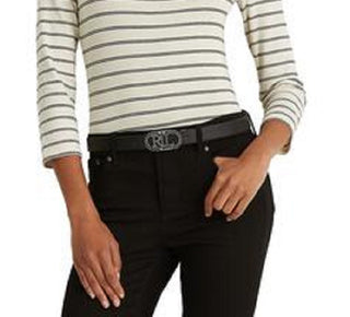 Ralph Lauren Women's Striped Stretch Cotton Top Black Size X-Large