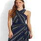 Ralph Lauren Women's Striped Crinkle Georgette Halter Dress Blue Size 4