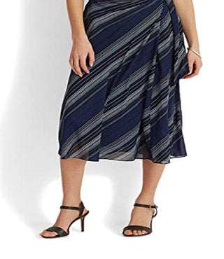 Ralph Lauren Women's Striped Crinkle Georgette Halter Dress Blue Size 4