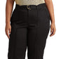 Ralph Lauren Women's Micro Sanded Twill Belted Wide Leg Pants Black Size 14W