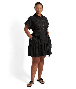 Ralph Lauren Women's Denim Short Sleeve Shirtdress Black Size 20W