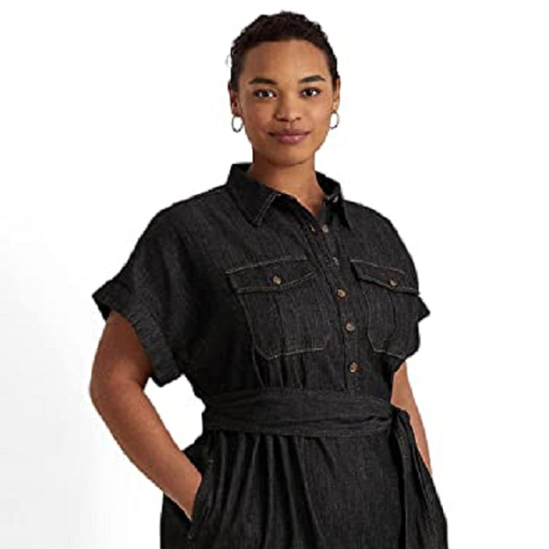 Ralph Lauren Women's Denim Short Sleeve Shirtdress Black Size 20W