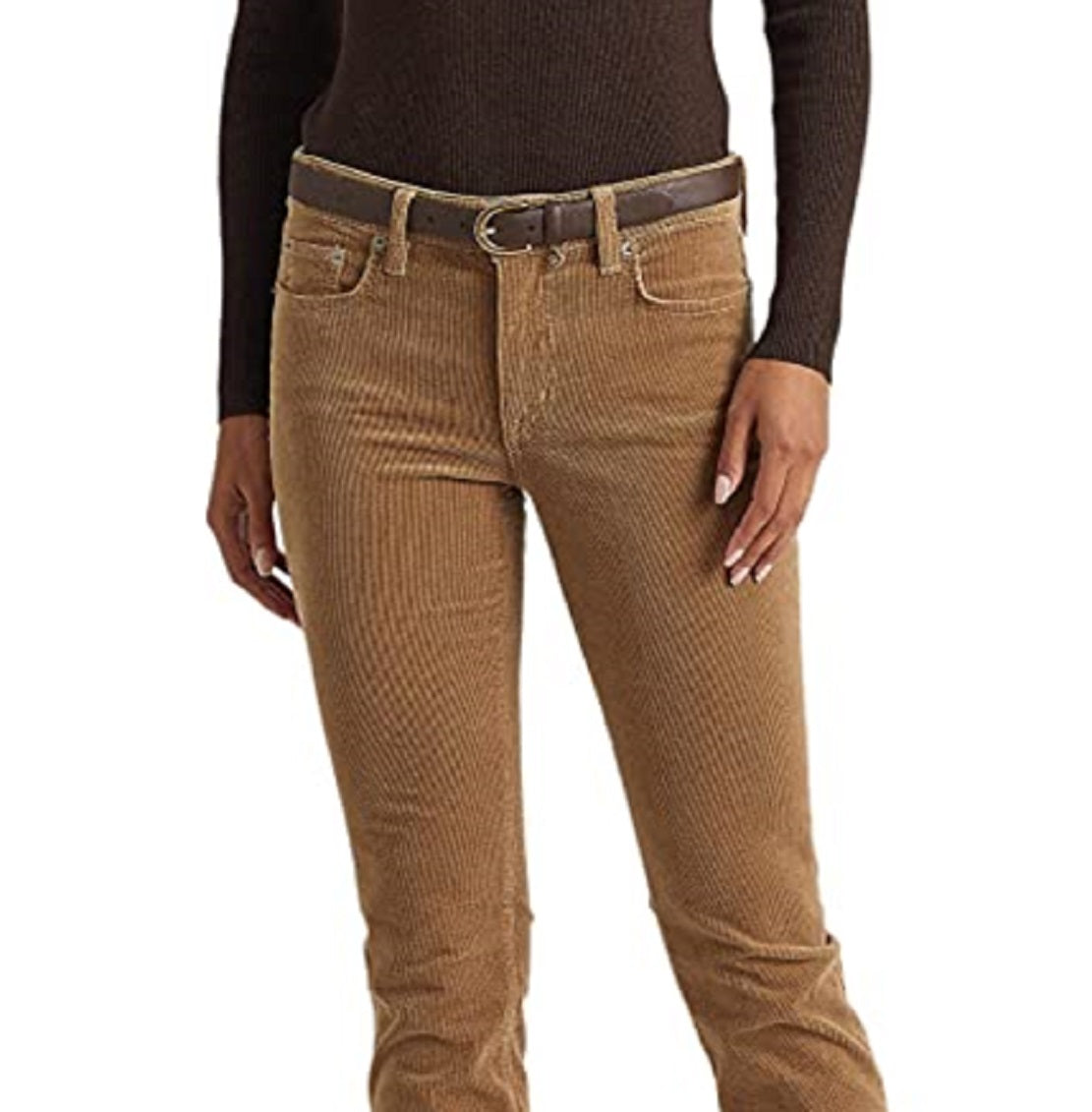 Ralph Lauren Women's Corduroy Mid Rise Straight Pant Brown Size 10