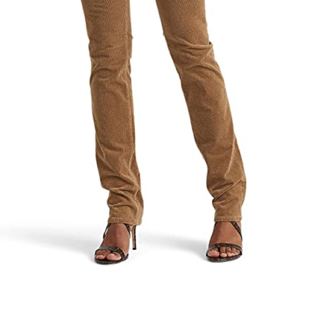 Ralph Lauren Women's Corduroy Mid Rise Straight Pant Brown Size 10