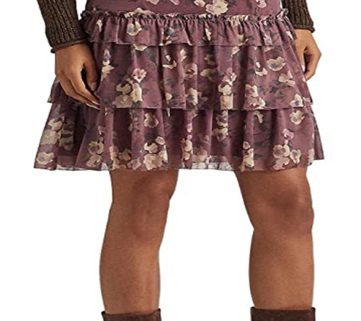 Ralph Lauren Women's Floral Crinkle Georgette Miniskirt Purple Size 12