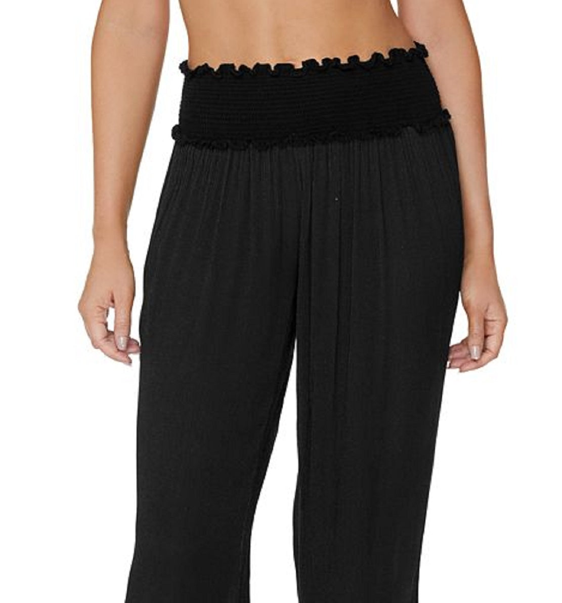 Raisins Junior's Beach Day Cover Up Pants Swimsuit Black Size Large
