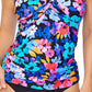 Island Escape Women's Lux Halter Tankini Top Swimsuit Black Size 12