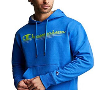 Champion Men's Logo Hoodie Blue Size Medium