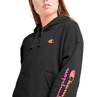 Champion Women's Powerblend Graphic Print Hoodie Black Size Large
