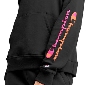 Champion Women's Powerblend Graphic Print Hoodie Black Size Large