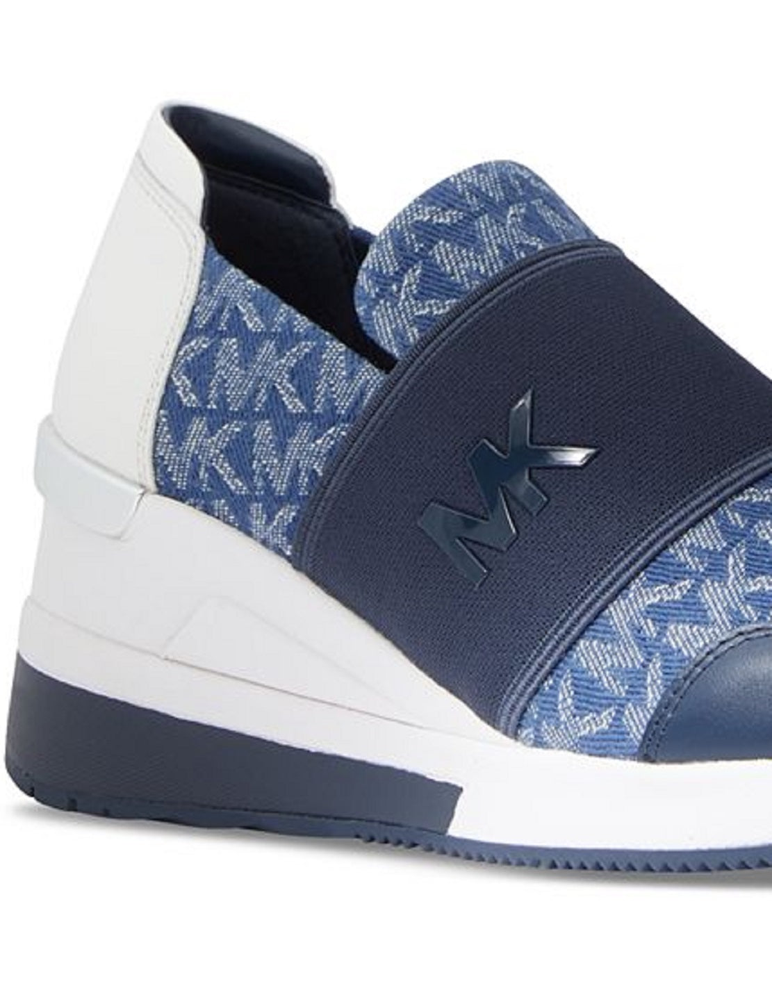Michael Kors Women's Felix Signature Logo Bubble Trainer Sneakers Blue Size 7.5