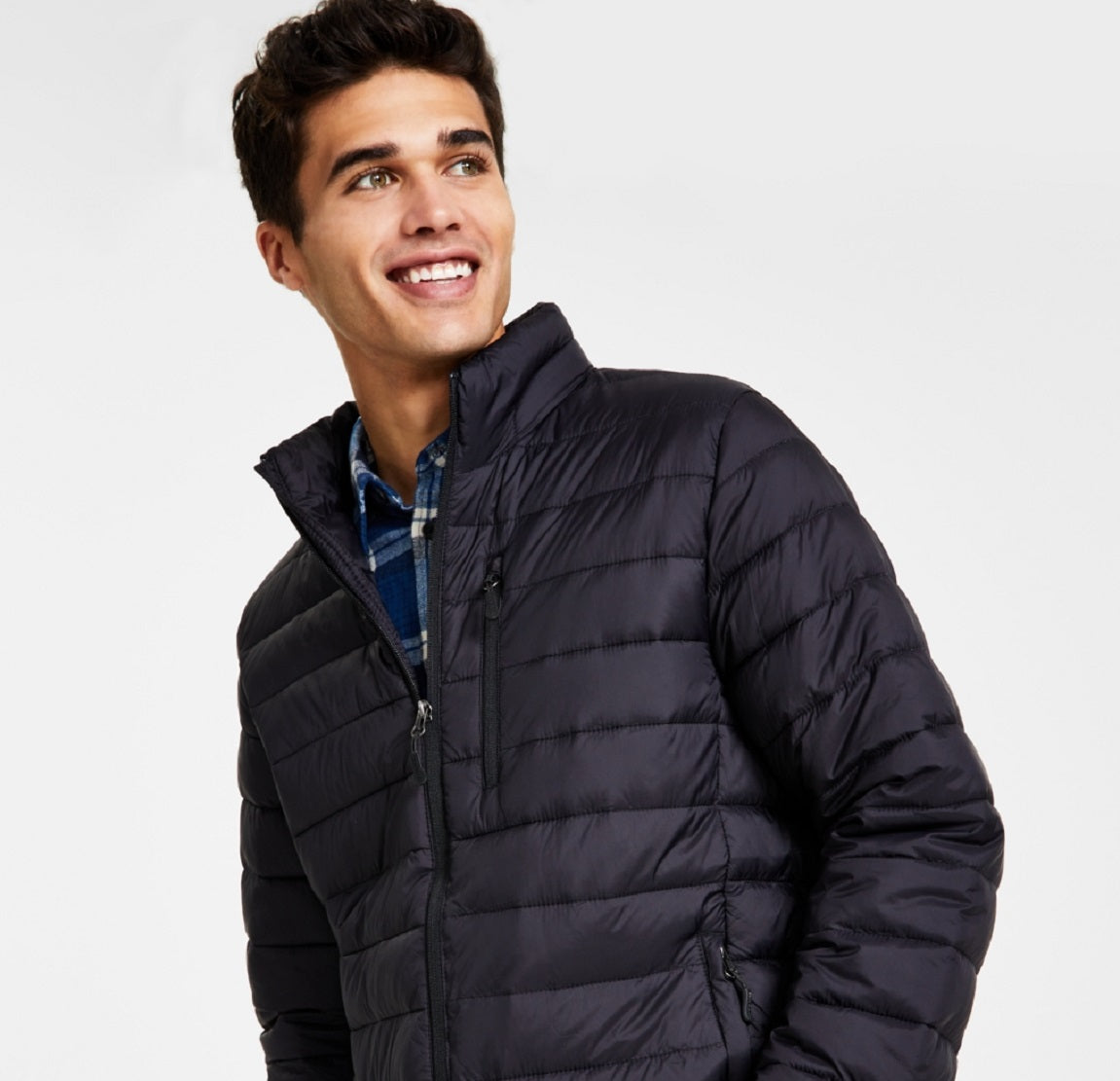 Club Room Men's Quilted Packable Puffer Jacket Blue Size Small