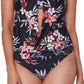 Bar III Women's Floral Print Tankini Top Swimsuit Black
