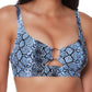 Bar III Women's Slitherin Ring Front Bikini Top Swimsuit Blue