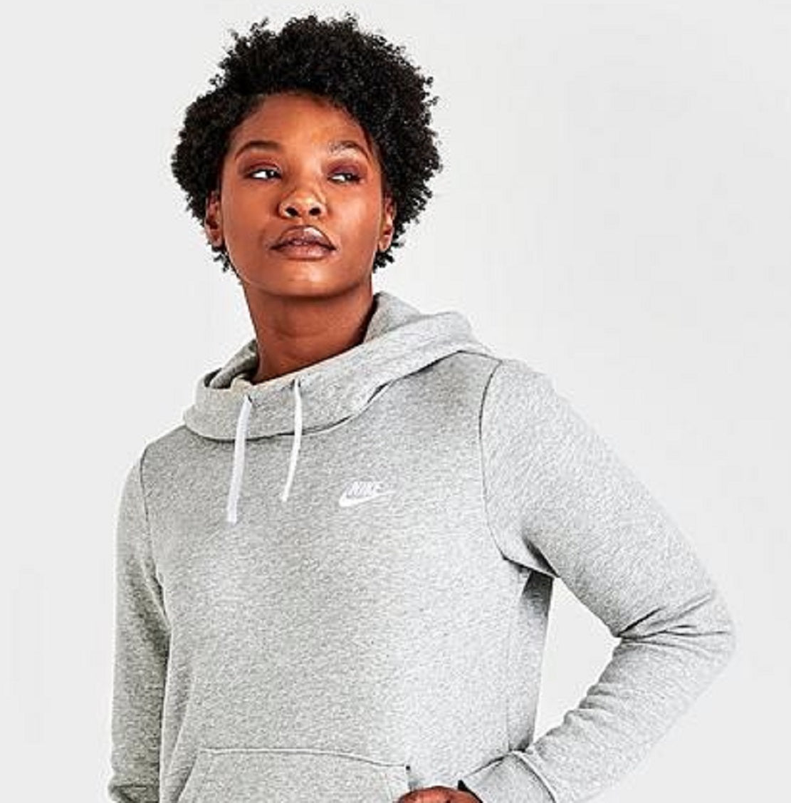 Nike Women's Sportswear Club Fleece Funnel Neck Hoodie Gray Size X-Large