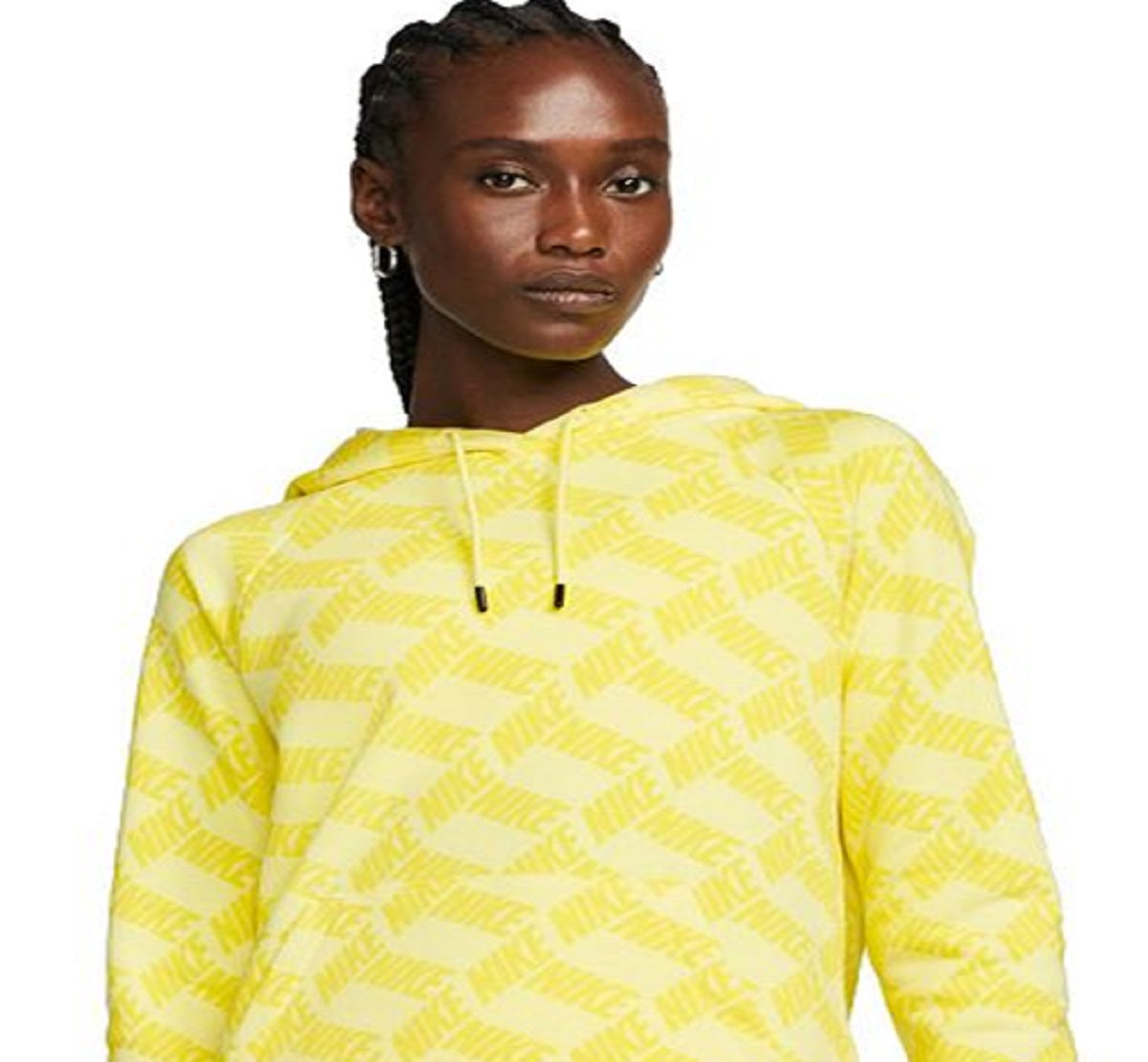 Nike Women's Sportswear Essentials Printed Hoodie Yellow Size Small