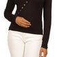 Michael Kors Women's Asymmetrical Button Front Knit Top Black Size Large