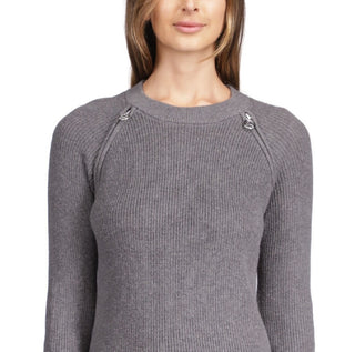 Michael Kors Women's Shaker Knit Zip Sweater Gray Size Small