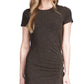 Michael Kors Women's Metallic Ruched Midi Dress Black Size Large