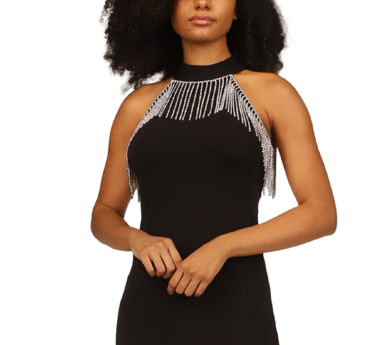 Michael Kors Women's Rhinestone Fringe Sheath Dress Black Size X-Small