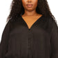 Michael Kors Women's Jacquard Tie Hem Top Black Size 2X