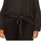 Michael Kors Women's Jacquard Tie Hem Top Black Size 2X