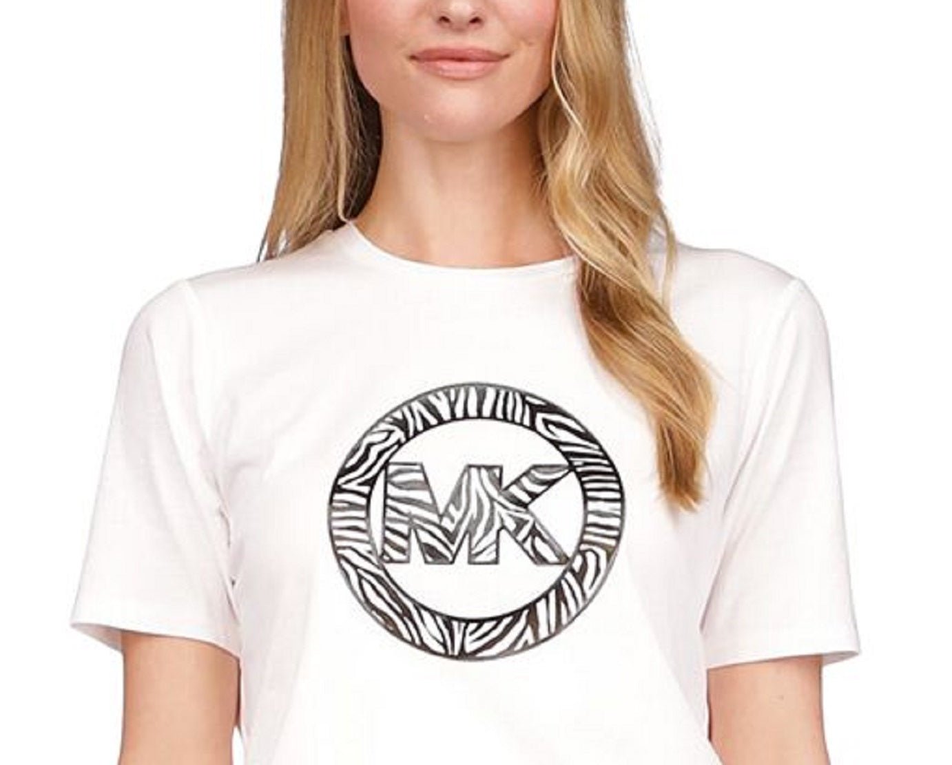 Michael Kors Women's Printed Charm Logo T-Shirt White Size Medium