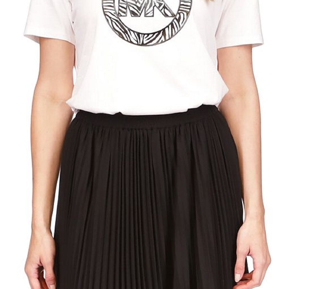 Michael Kors Women's Printed Charm Logo T-Shirt White Size Medium