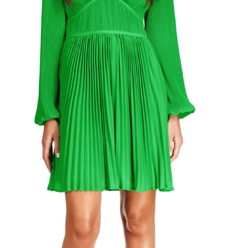 Michael Kors Women's Pleated Keyhole Dress Green Size Large