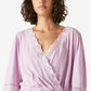 Lucky Brand Women's Eyelet Faux Wrap Cotton Top Purple Size X-Small