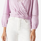 Lucky Brand Women's Eyelet Faux Wrap Cotton Top Purple Size X-Small