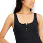 Lucky Brand Women's Waffle Boy Henley Tank Top Black