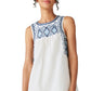 Lucky Brand Women's Embroidered Cotton & Linen Shift Minidress White Size Medium