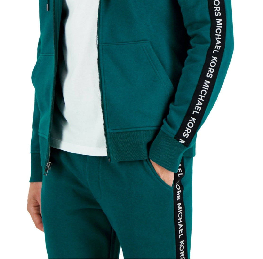 Michael Kors Men's Logo Tape Fleece Hoodie Green Size Medium