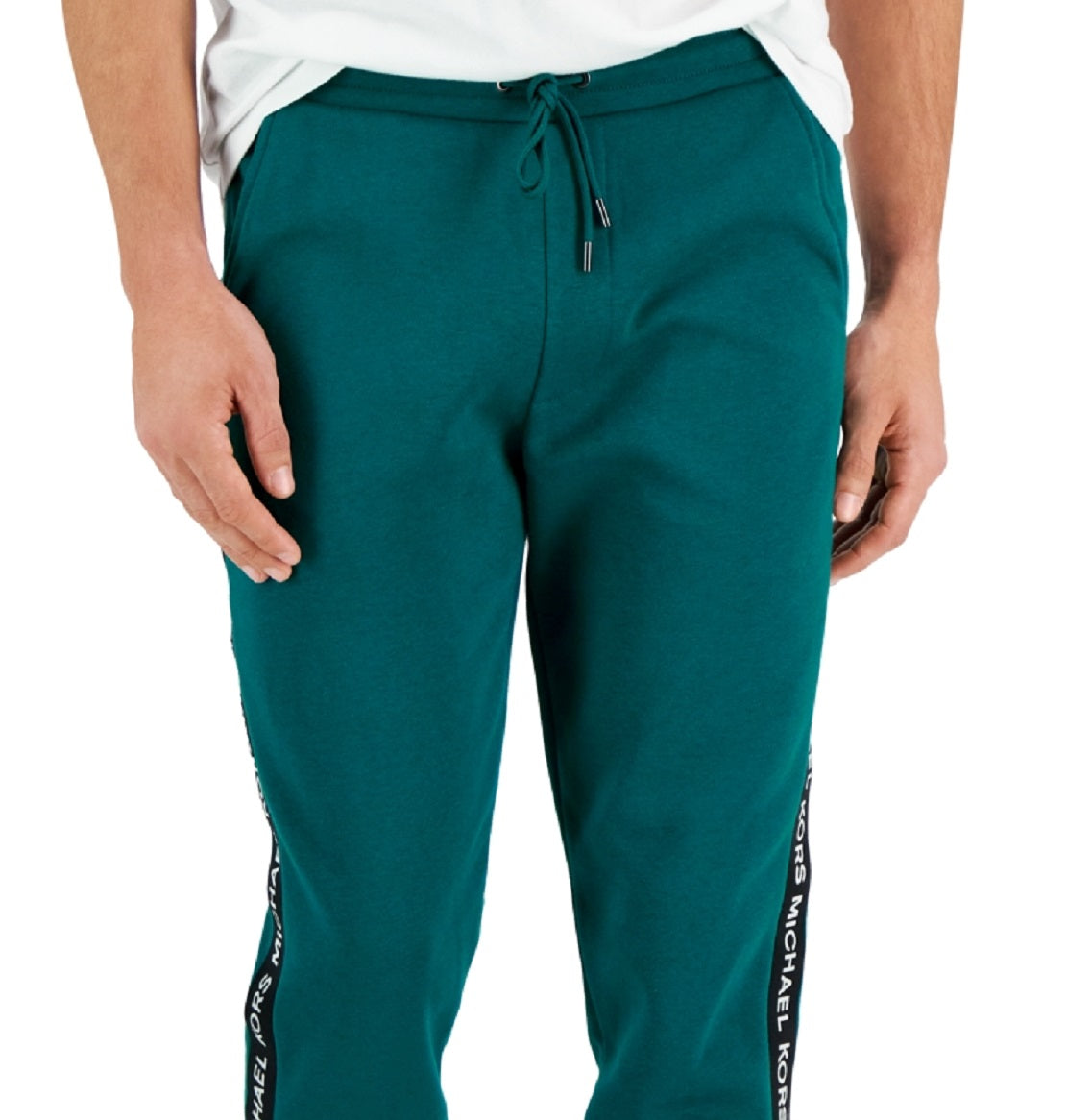 Michael Kors Men's Slim Fit Logo Tape Joggers Green Size Medium