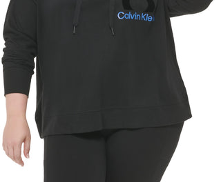 Calvin Klein Women's Logo Cotton Hooded Sweatshirt Black Size 3X
